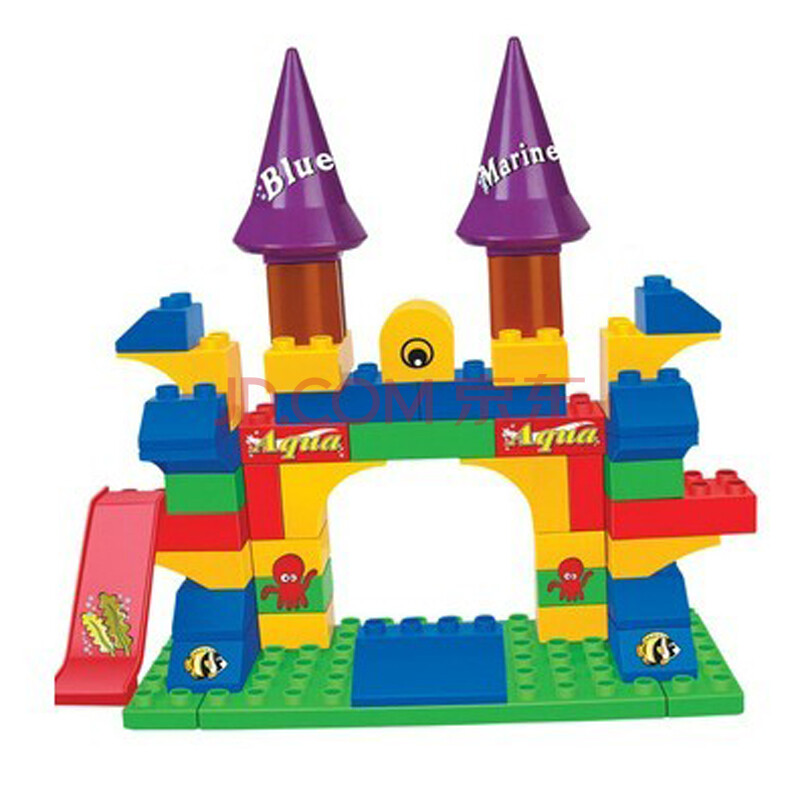 沃马桶装积木 乐高式益智积木 海底乐园67块装b6621