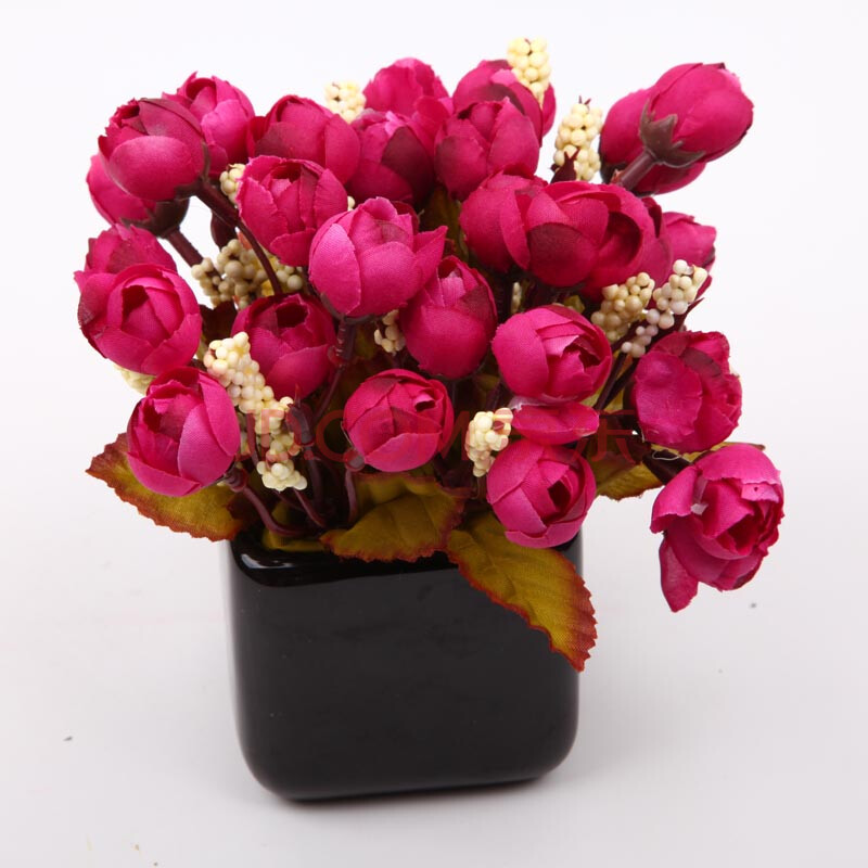 福嘉福qq玫瑰高仿真花套装塑料装饰花束假花绢花干花插花 客厅餐桌