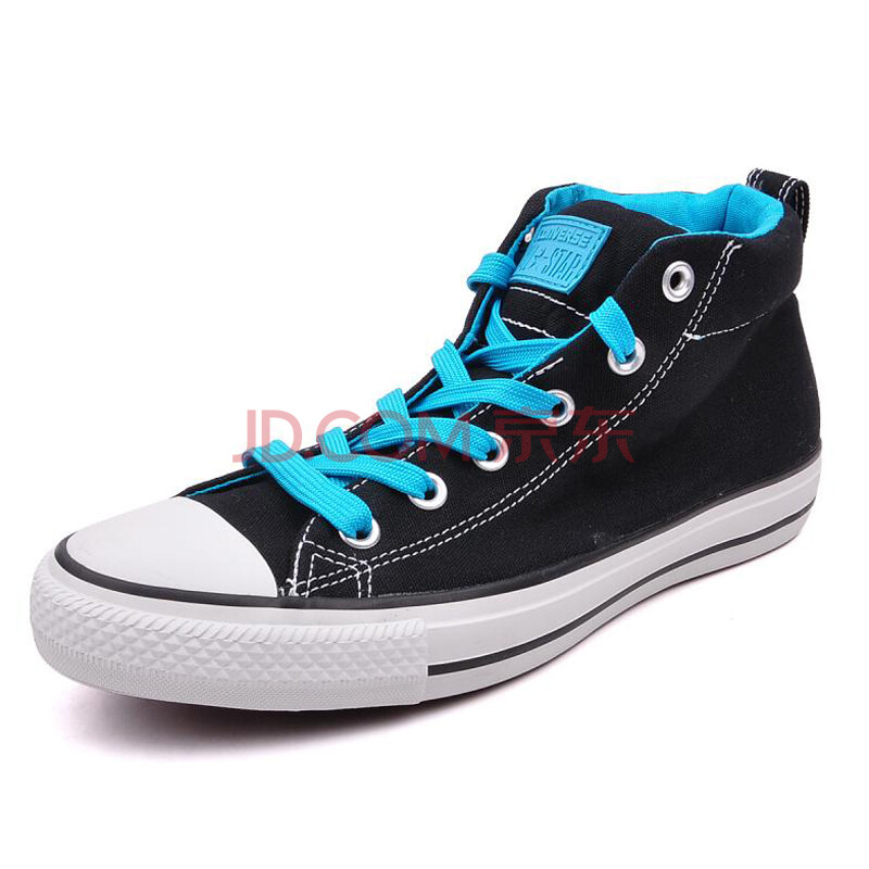 匡威2014春all star黑蓝绑带中性帆布鞋142327 142326 142321 黑色