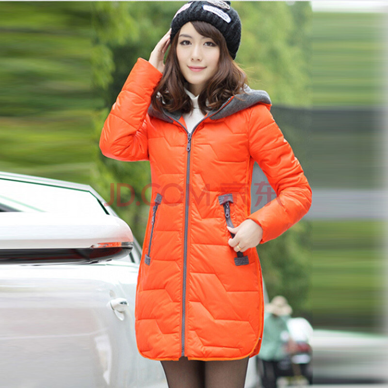 lady2014新款春装韩版女装修身中长款棉衣加厚棉袄外套gz8085 橙色