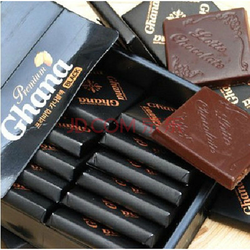 乐天 黑加纳纯黑巧克力90g*2盒 韩国原装进口 糖果巧克力休闲零食