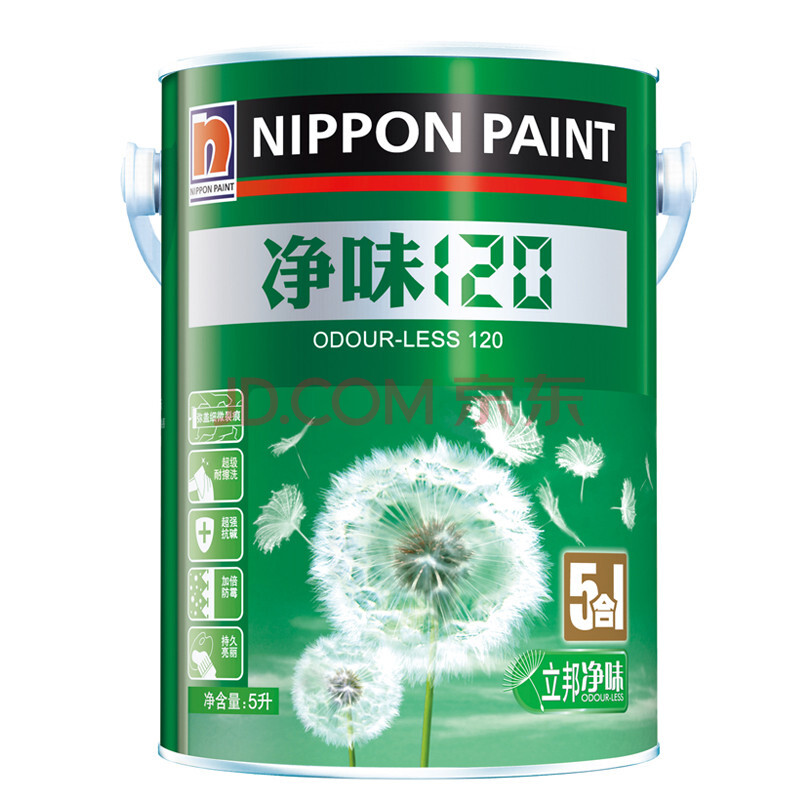 立邦漆 油漆涂料净味120五合一内墙面漆乳胶漆5l 家居就旗舰店