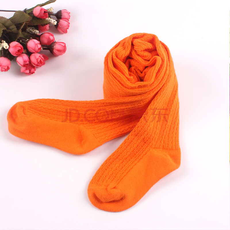 卓贝酷儿 新款女童多色绞花纹路弹力连裤袜fktt001c 橘色 105