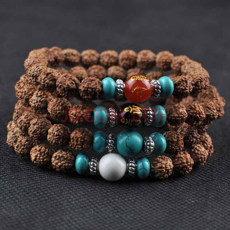 福安阁 开光天然原色尼泊尔金刚菩提子21颗佛珠手链手串多款新款 蓝