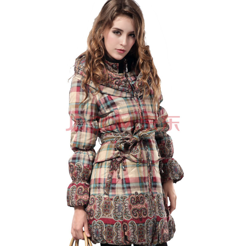 卡帝乐鳄鱼cartelo2013女装新品波西米亚中老年冬装长款修身羽绒服女