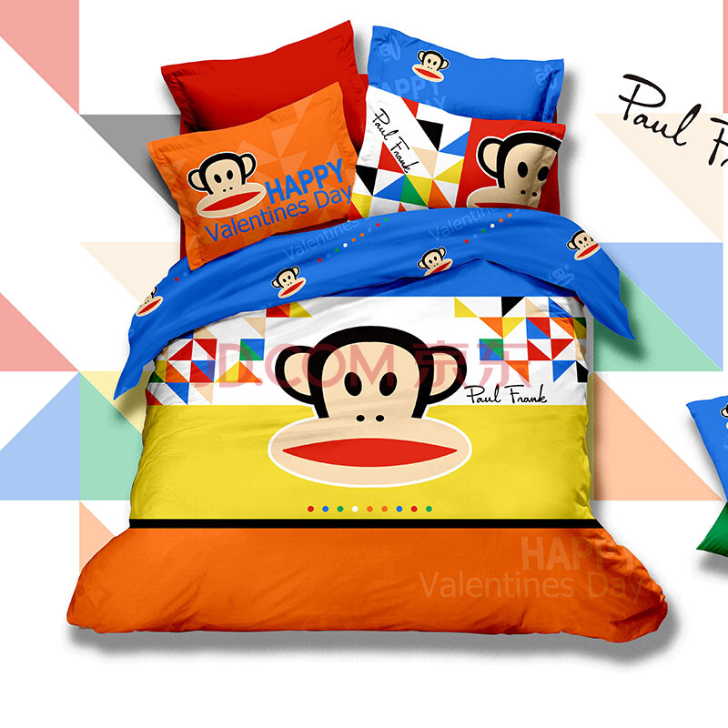 帝菲雅 纯棉四件套全活性卡通大嘴猴套件 痴情猴床笠款 1.8米床