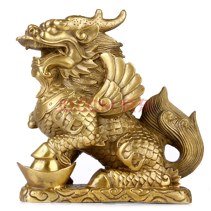 摆件大号 镇宅辟邪 家居风水摆设装饰品2964 中号黄铜旺财麒麟(公)