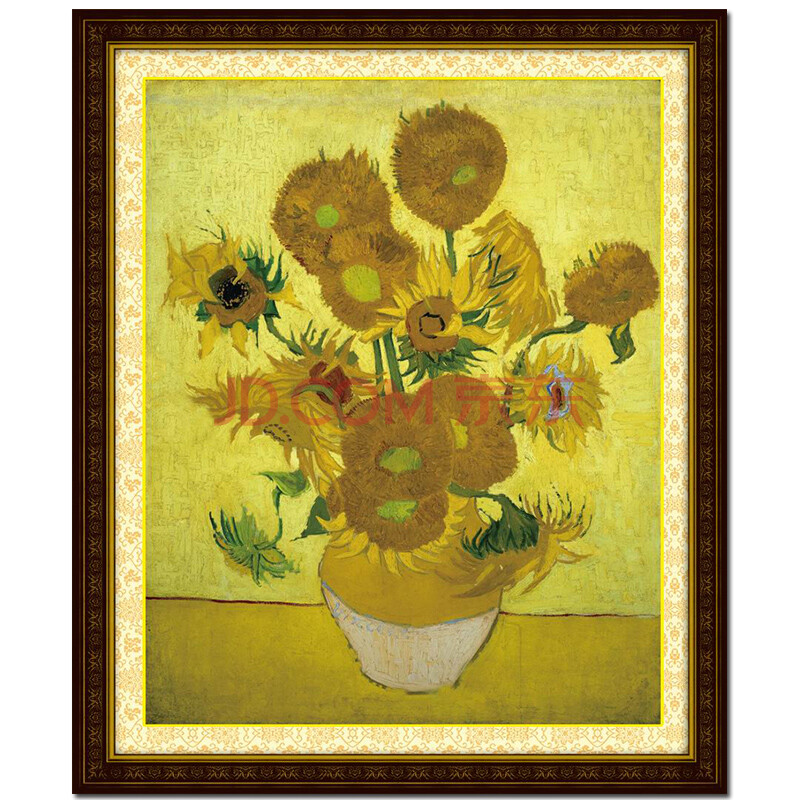 精准印花世界名画花卉新款客厅大画油画十字绣梵高 向日葵3d版47*57cm