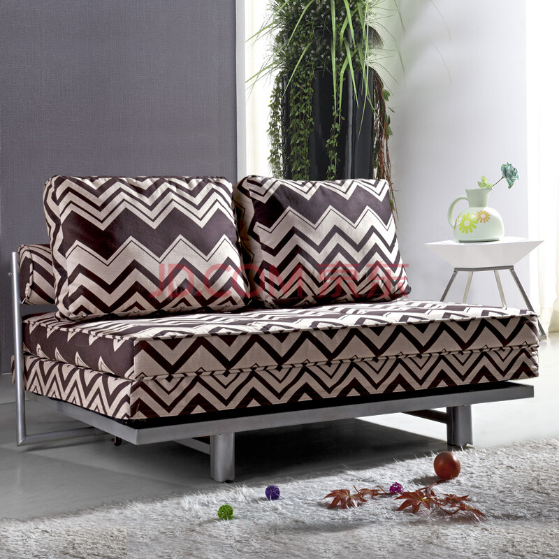 乐和居 沙发床 布艺 小户型功能沙发 波纹棕 座宽1.5米