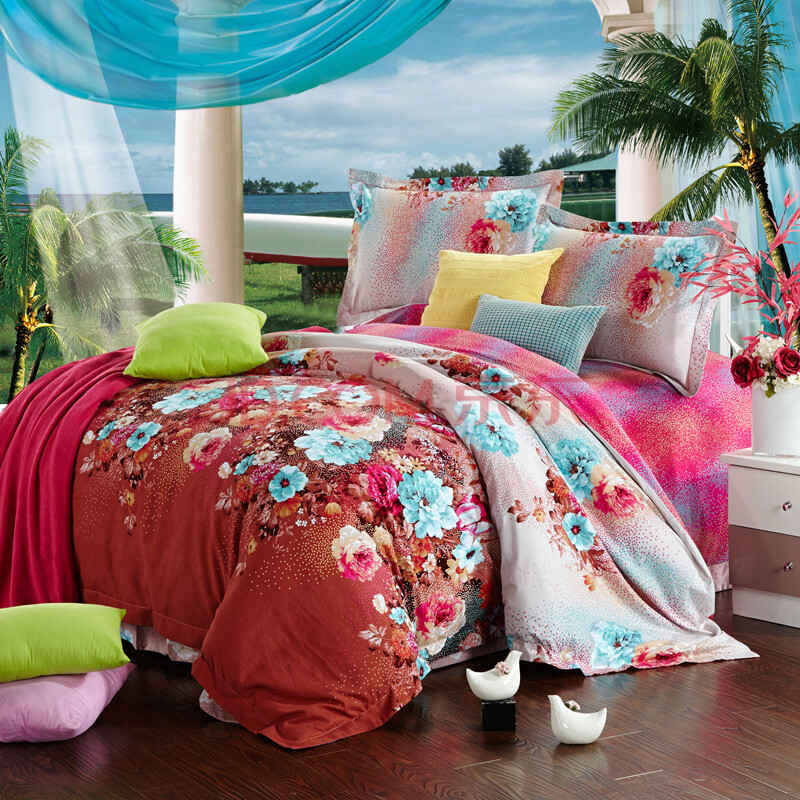 彩翼家纺磨毛印花全棉四件套1.5米 富雅浓情