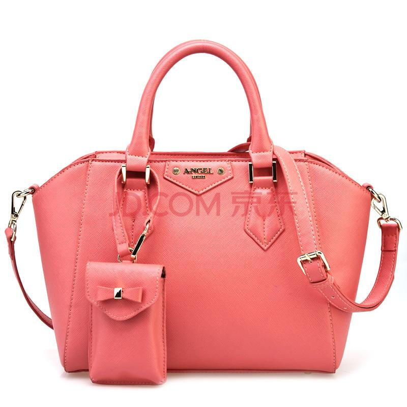 佑一良品uiyi 十字纹韩版潮流手提单肩斜跨女包笑脸包130206 玫瑰粉