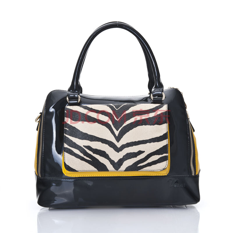 维纳斯venus新款女士单肩手提女包明星款斑马纹拼色优雅手袋016