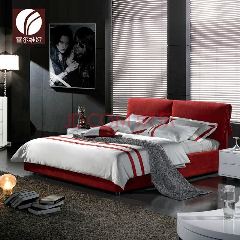 8米婚床可拆洗 布艺软床fa109 红色 1.5米*1.9米(箱体床)