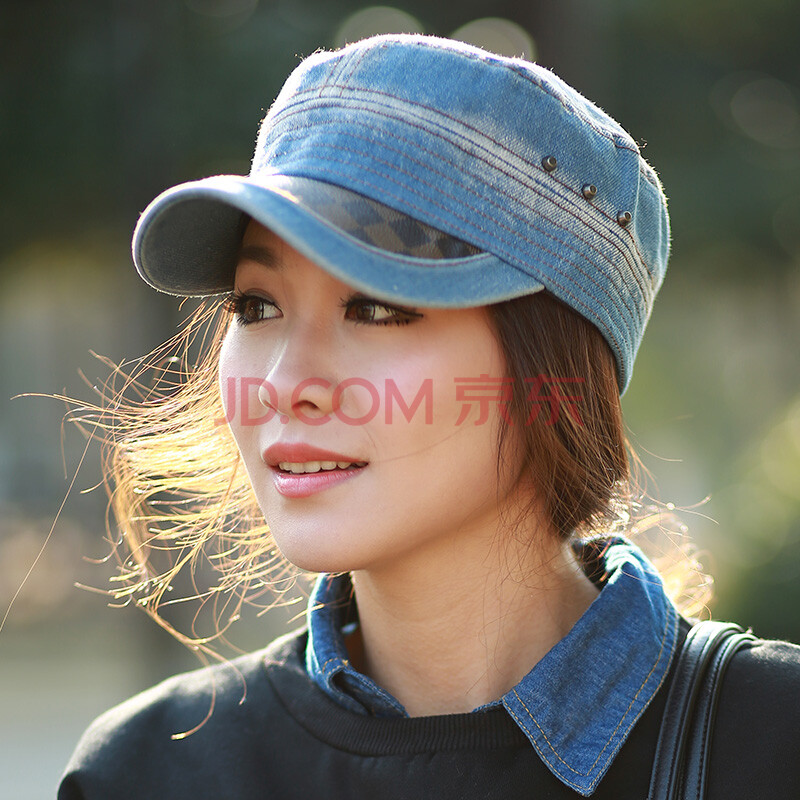 帽子女士 牛仔布平顶帽wmz141827 蓝色