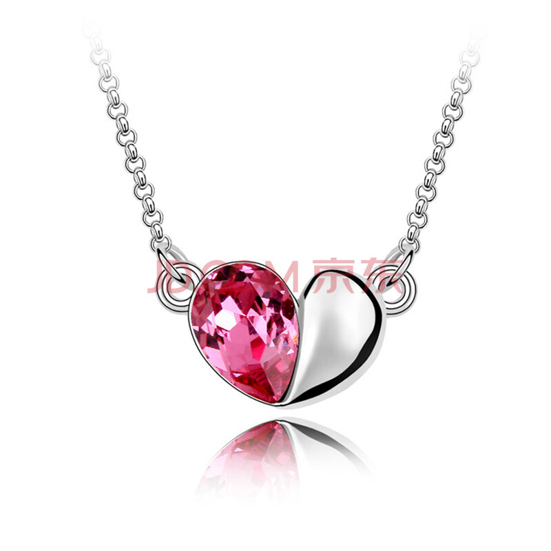 【宝易购】合金奥地利水晶爱情密语项链 玫红