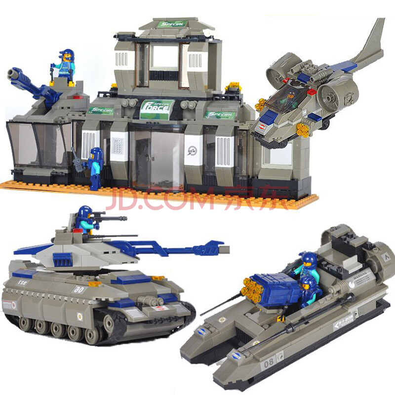 小鲁班乐高式拼插积木 特种部队之特警总部 822片 b0211