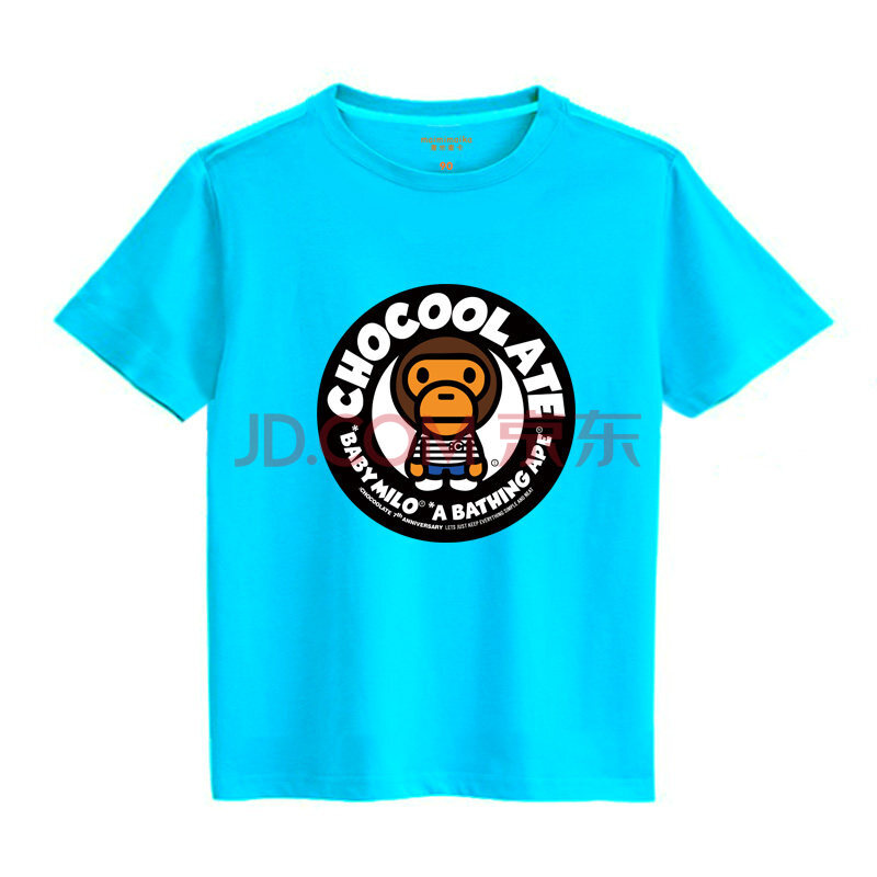 童装男童短袖纯棉t恤 卡通潮牌新款 2014夏装 浅蓝色chocolate 160