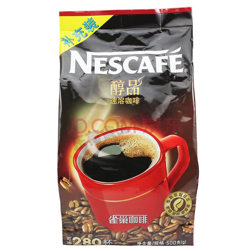 雀巢nestle醇品咖啡500g袋装速溶咖啡纯咖啡无伴侣