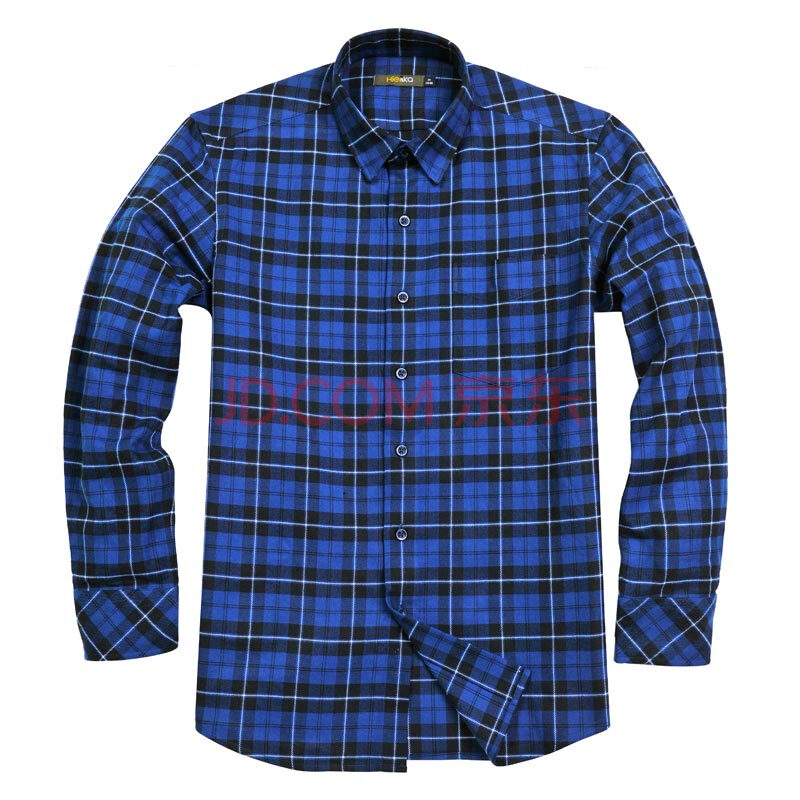 hieiika海e家 法兰绒经典格纹休闲长袖衬衫 e00168 青色 42(180/100a)