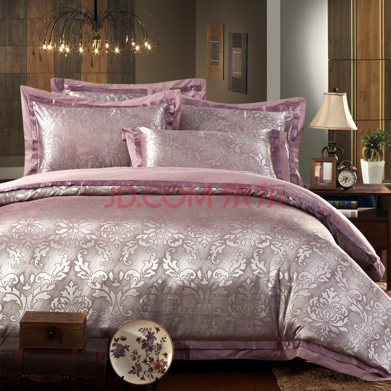 玫琳凯家纺 贡缎提花四件套 床上用品 床品套件 纯棉加厚贡缎提花四