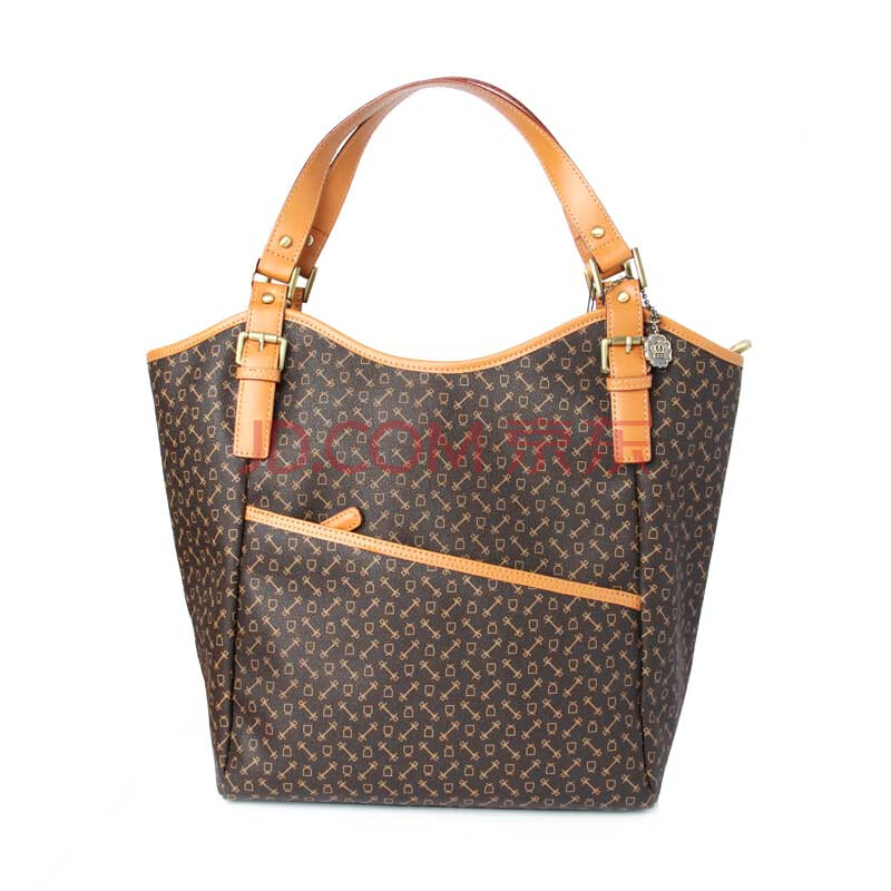 eliza crown 皇冠特殊pvc配牛皮女包5e3210啡色