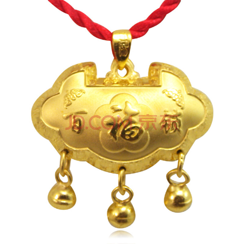 六福典雅珠宝 24k纯金 婴儿锁包 999千足金项吊坠 黄金bb吊坠