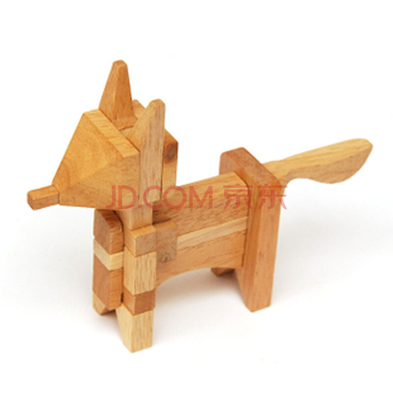 成人木制益智拆装玩具 孔明锁 橡胶木 精品动物拆装饰品 拆装狐狸