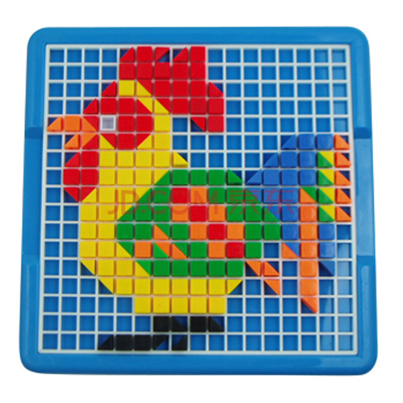 开心玛特 启蒙拼图益智玩具 方块三角插板集合 480粒美术拼盘玩具