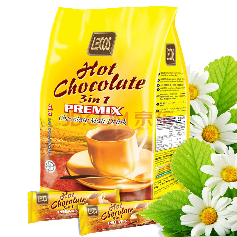 马来西亚原装进口 立口三合一巧克力味饮料600g 热巧克力/可可粉