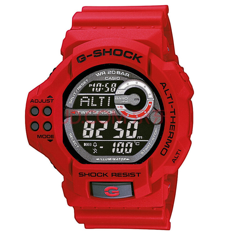 casio卡西歐 g-shock gdf-100-4 dr戶外達人雙重感應運動男表 紅色