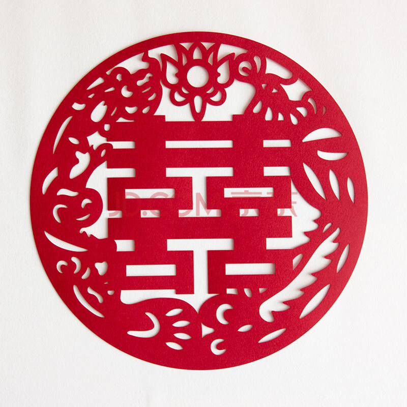 喜字无纺布植绒婚房装饰婚房布置喜字贴纸无纺布大红喜子窗花 龙凤