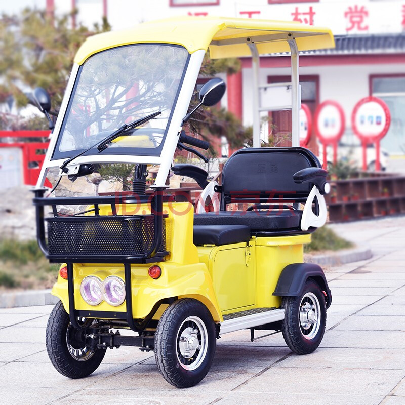 電動四輪車代步車單雙人款城市休閒四輪車帶雨棚 白色 60v20ah鋰電池