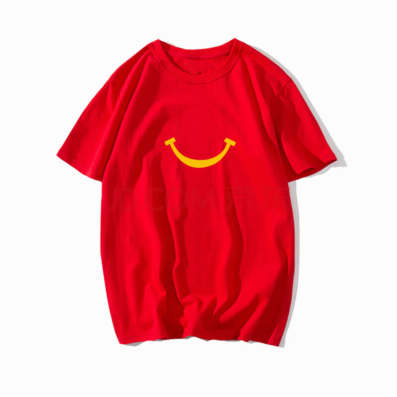 麦当劳衣服周边联名短袖女冬小众设计感简约白色时尚纯棉t恤男潮 红色