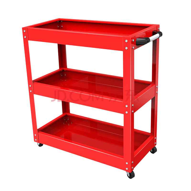 中伟工具架工具收纳柜工具车推车多功能零件车工具柜架子三层红色工具