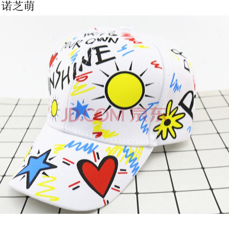 诺芝萌 儿童涂鸦棒球帽子 男女宝宝可爱嘻哈街舞鸭舌帽 弯檐太阳帽