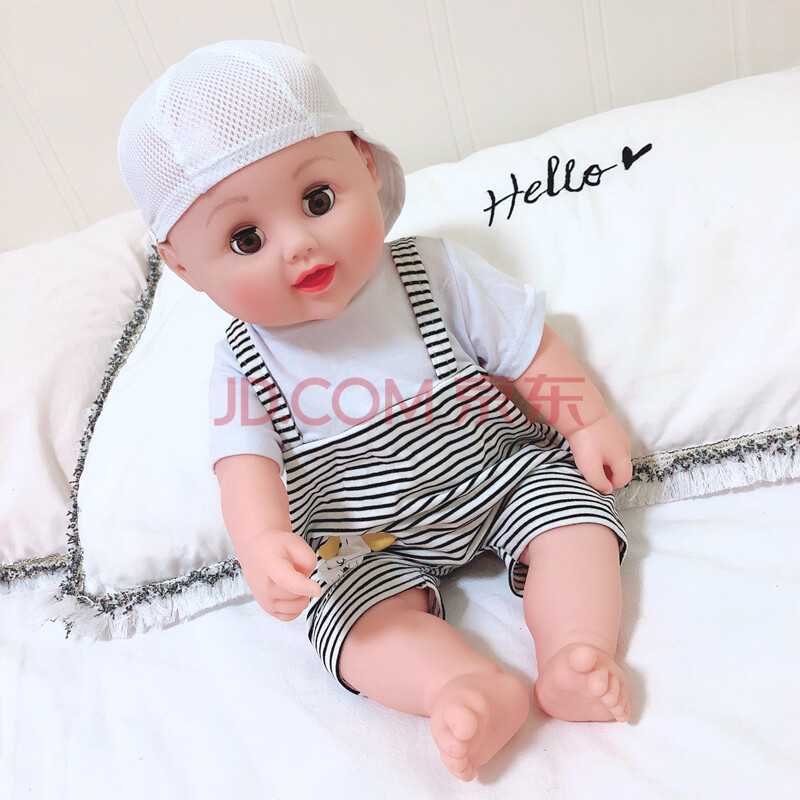 会说话的仿真娃娃全软胶婴儿假洋娃娃硅胶女孩小宝宝公仔布玩具 黑色