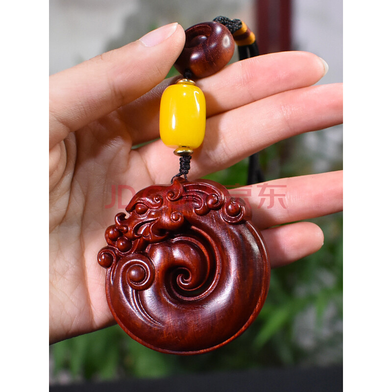 小叶紫檀挂件红木龙牌吊坠木雕老料文玩木雕刻男士把玩手工艺品