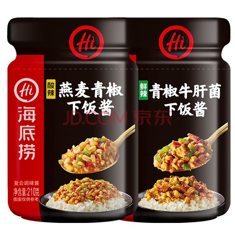海底捞即食拌饭酱燕麦青椒酱210克 青椒牛肝菌酱200克拌面酱辣椒酱