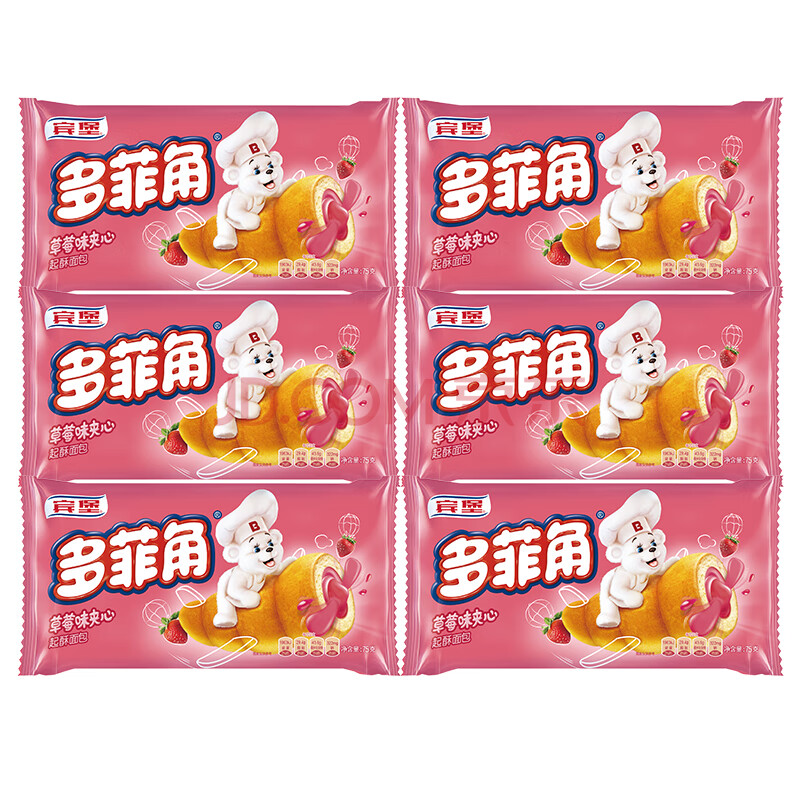 宾堡bimbo 多菲角草莓夹心起酥面包 75g*6包