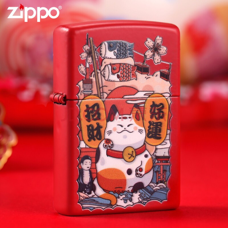 zippo打火机芝宝原装 防风煤油创意个性招财猫男专柜 限量圣诞节礼物