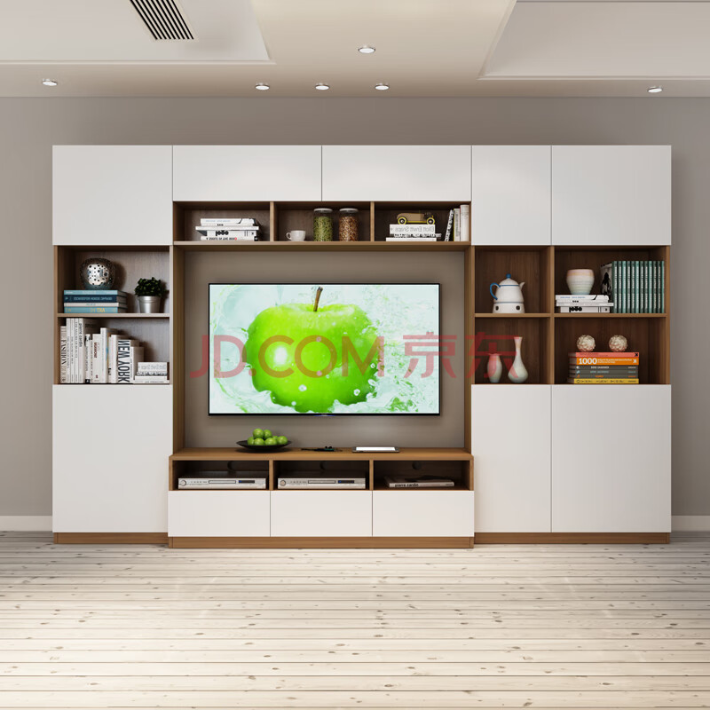 超昶 北欧电视柜书柜组合墙现代简约客厅多功能储物高柜书柜立柜一体