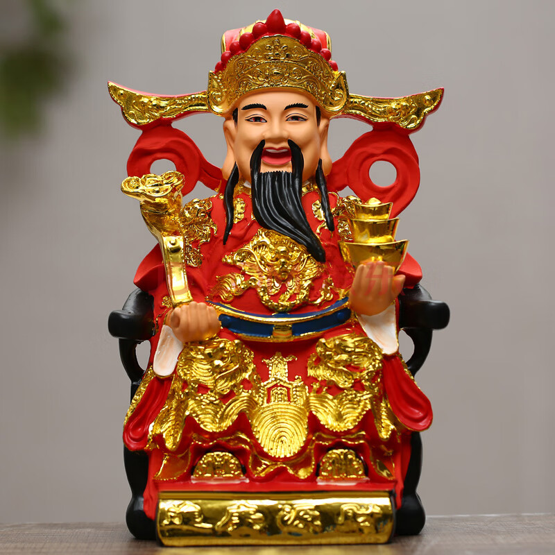 家用财神爷佛像居家供奉风水摆件店铺开业比干文财神神像 30cm高 红衣