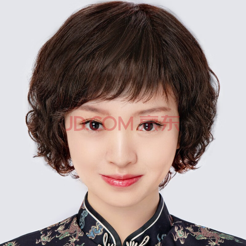海森林(seaforest)假发女短发中长发卷发妈妈短卷发中老年发套女全真