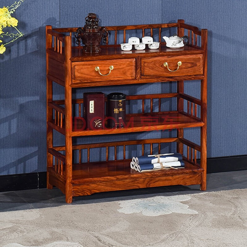 九鲤王府红木家具非洲花梨(学名:刺猬紫檀)茶水柜实木新中式茶水架带