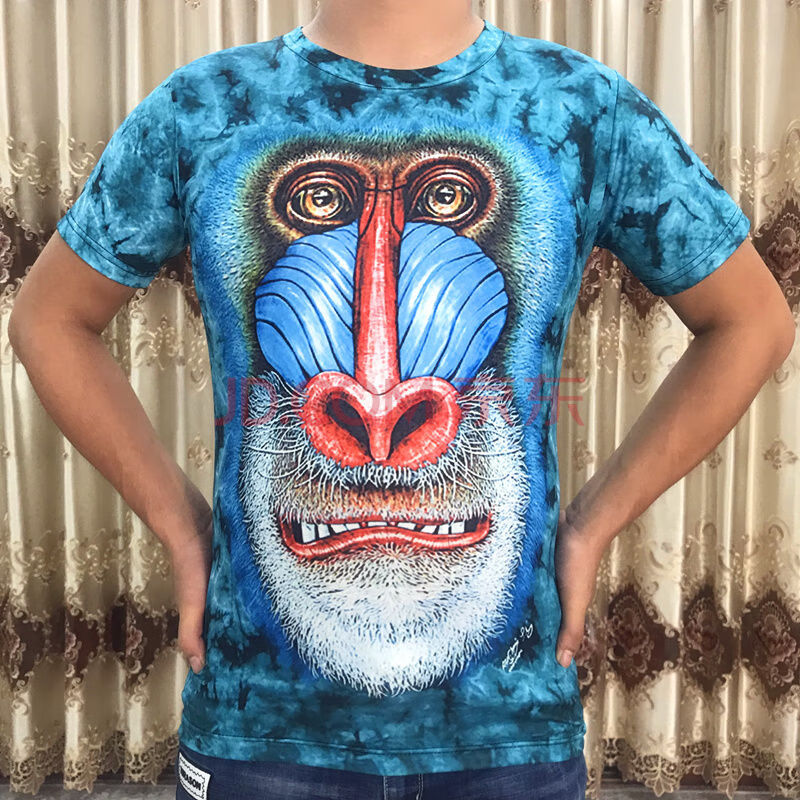 立体印花t恤男灵活的猴子短袖3d大码男装衫大肚腩胖子衣服大嘴猩猩