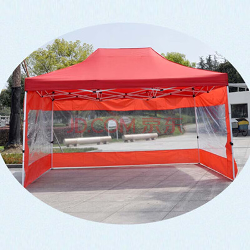 遮阳挡雨篷摆摊围挡 大排档帐篷围墙 透明款8米红色围布(不含架子)
