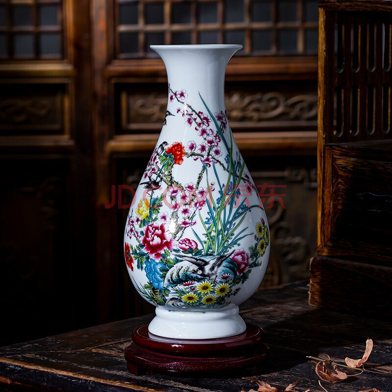 中式花瓶中国风水养客厅插花景德镇陶瓷装饰品复古摆件现代工艺品