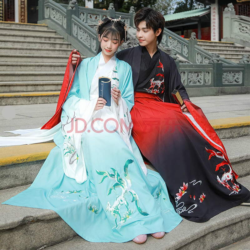 古风古装汉服男装全套武侠风云腾绣花大氅袖情侣装大码学生日常装 三
