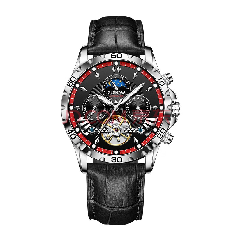 格伦(glenaw) 手表男机械表全自动潮流镂空手表陀飞轮时尚男士手表