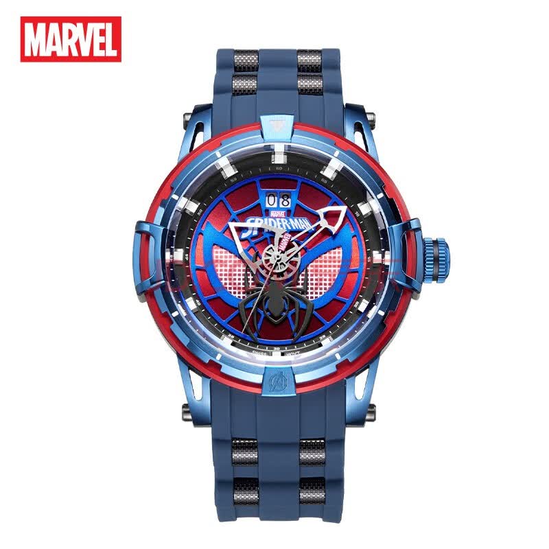 漫威(marvel)运动手表 男蜘蛛侠心灵系列3d立体表盘两地时区m-9147llr